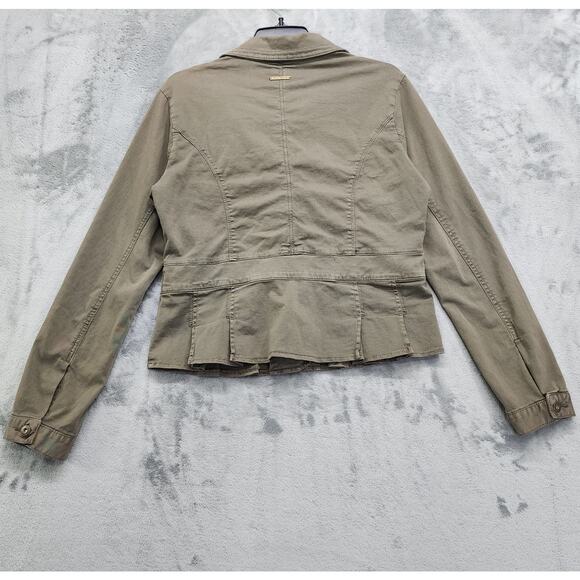 DKNY Petites Jacket Womens L Army Green Military Utility Button Front Grunge Y2K - Picture 4 of 13